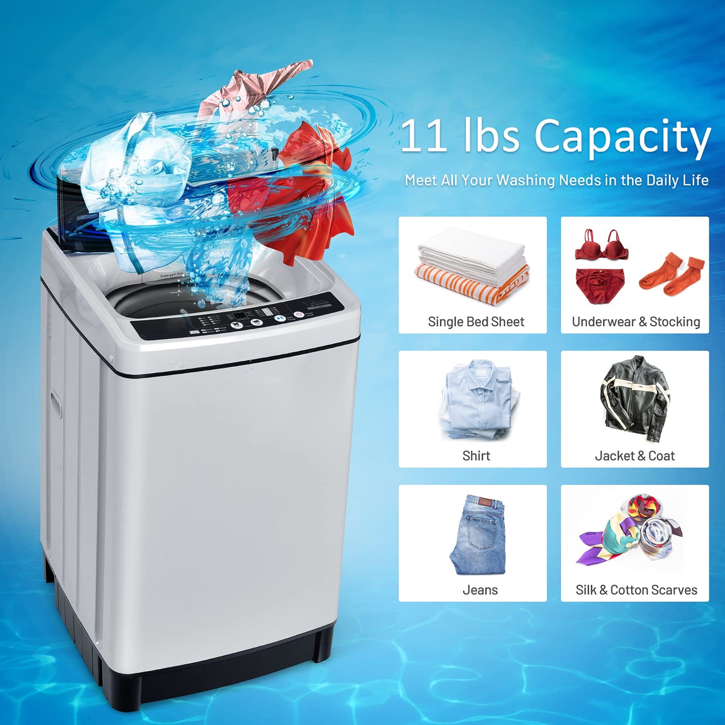 Portable Washing Machine, 11Lbs Capacity Full-automatic Washer