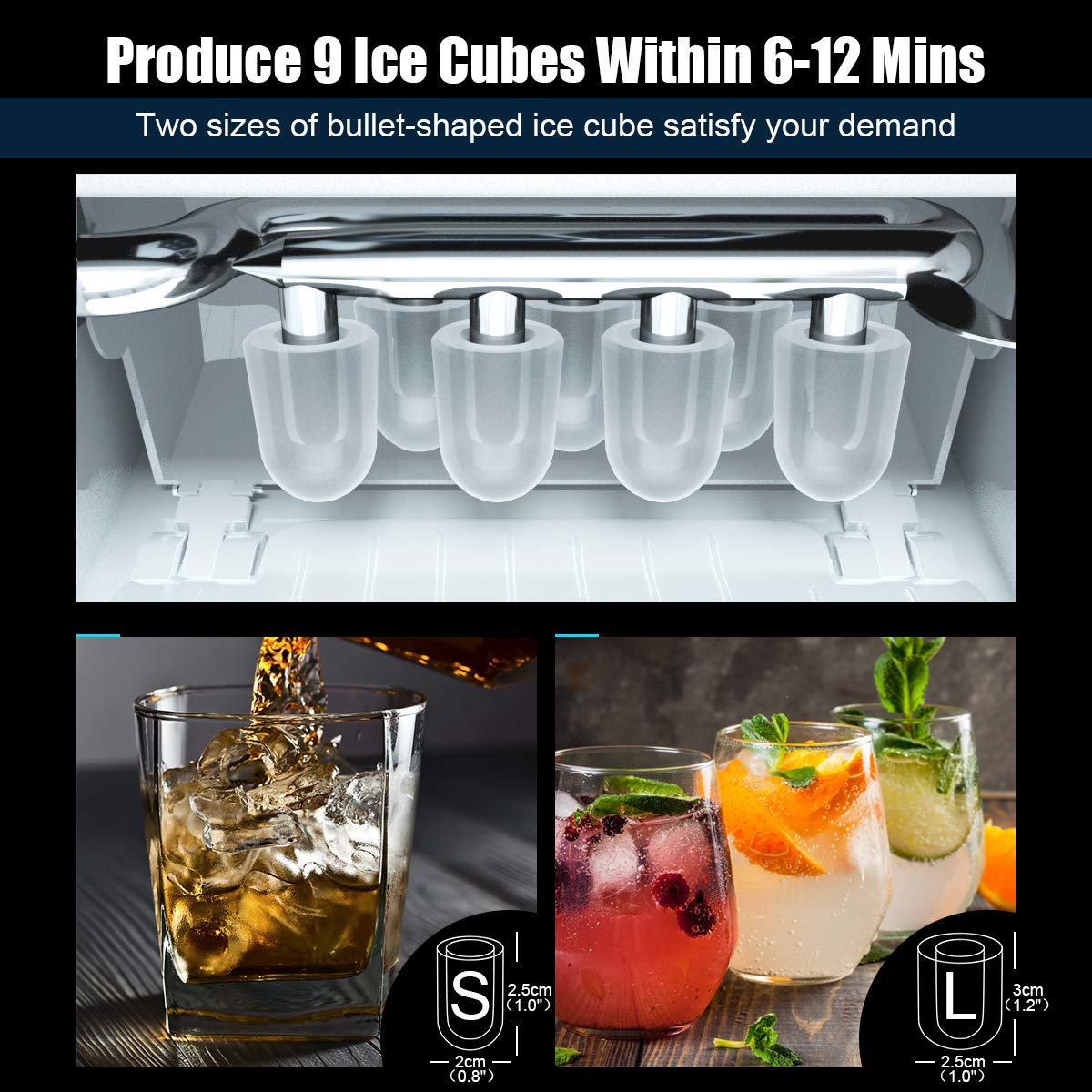 2 in 1 Countertop Ice Maker with Built-in Water Dispenser