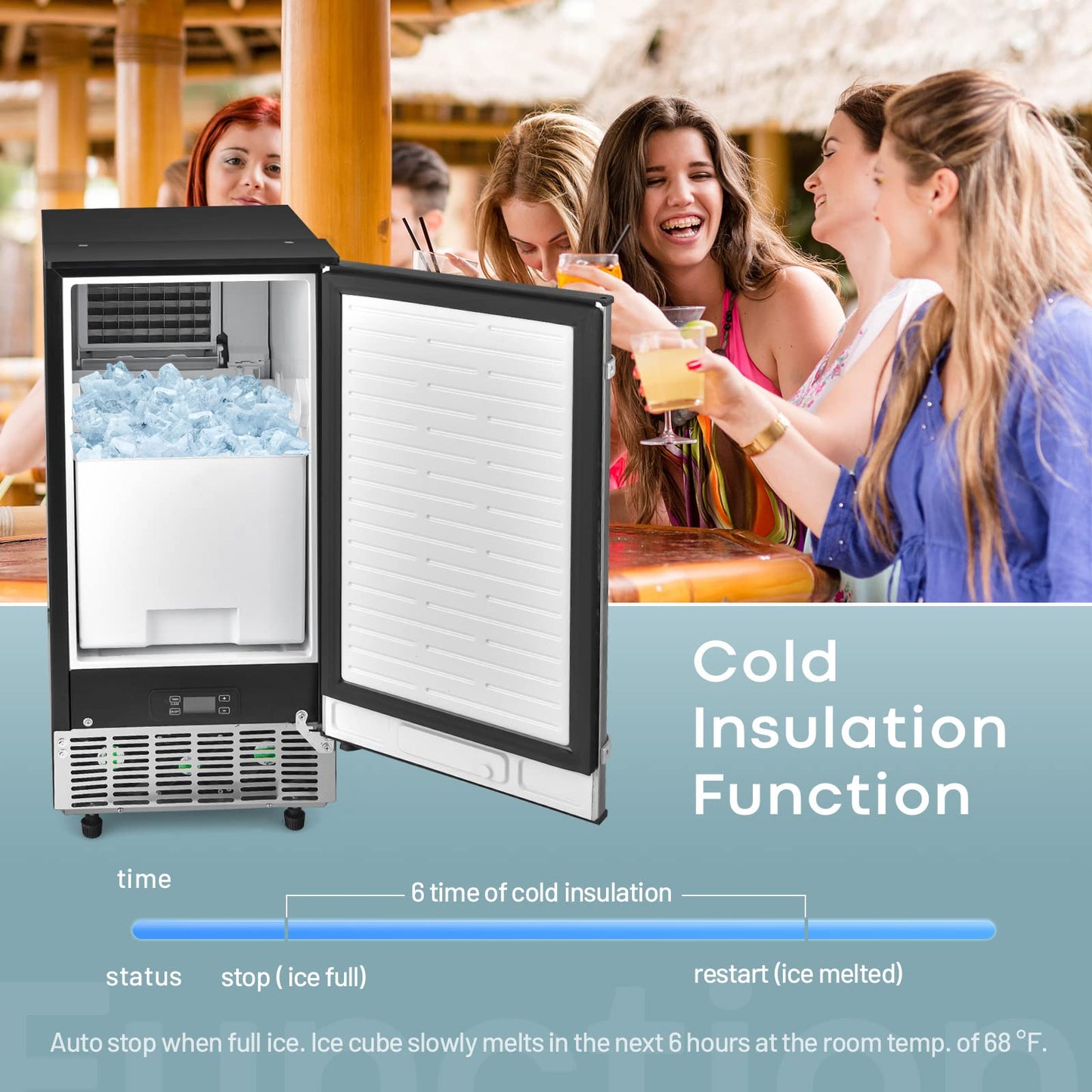 Commercial Ice Maker Machine 80 lbs/24H Ice Cube Maker Machine with 25 lbs Ice Bin