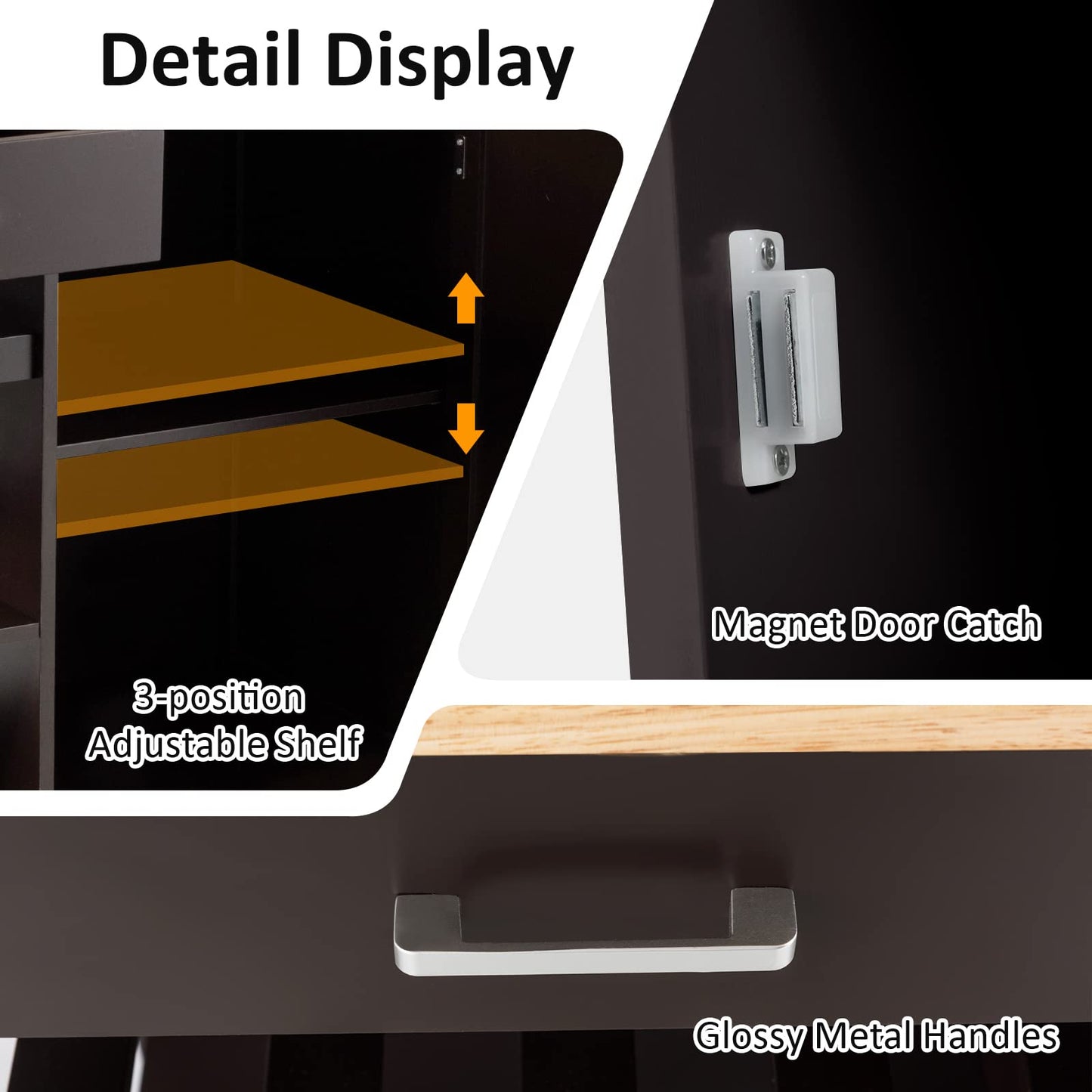 Kitchen Storage Island Cart on Wheels for Dining Room