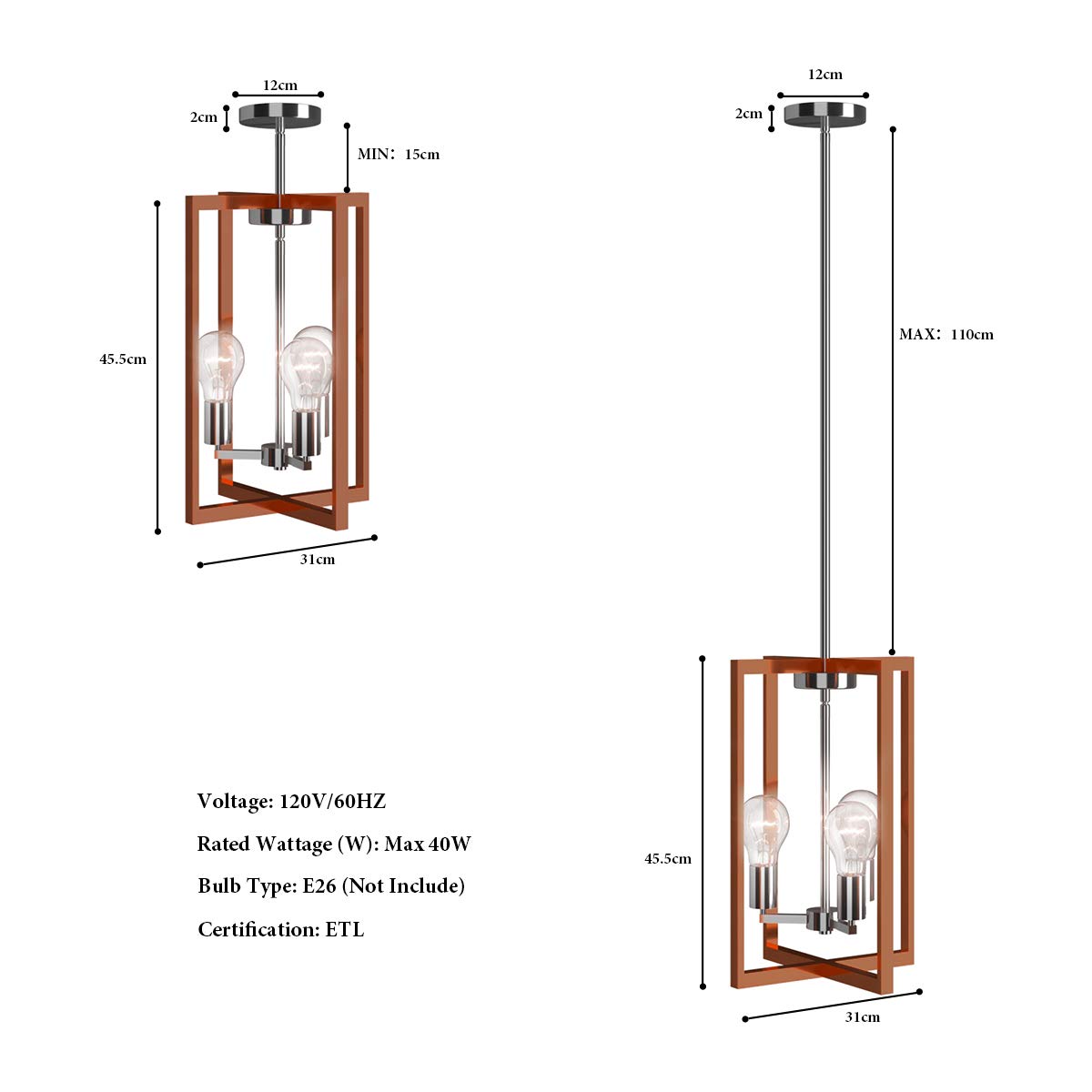 ARLIME 3-Light Pendant Lamps, Pendant Lighting Fixture
