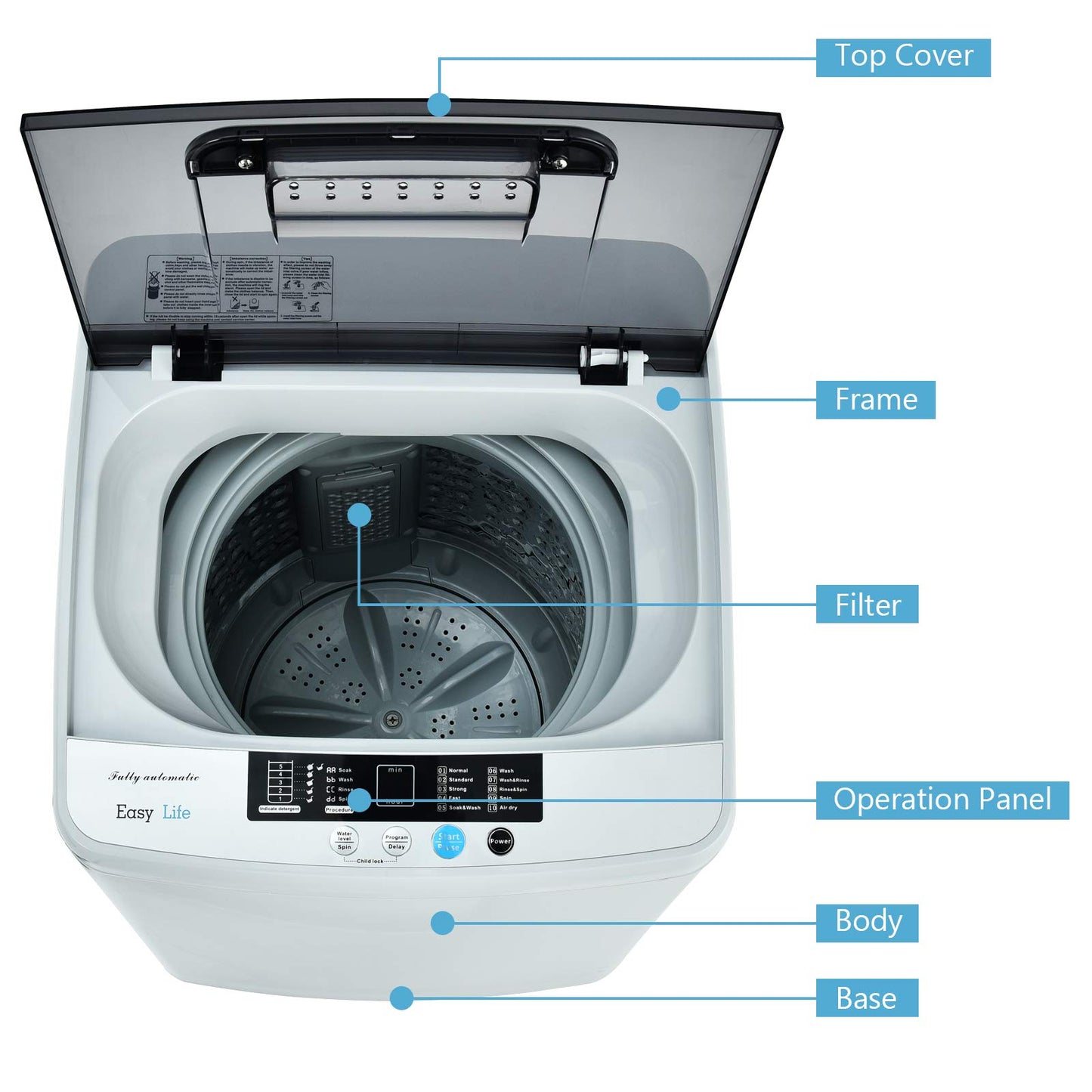 Portable Washing Machine, 2-in-1 Laundry Washer and Spin Combo with 10 Programs, 8.8lbs Capacity