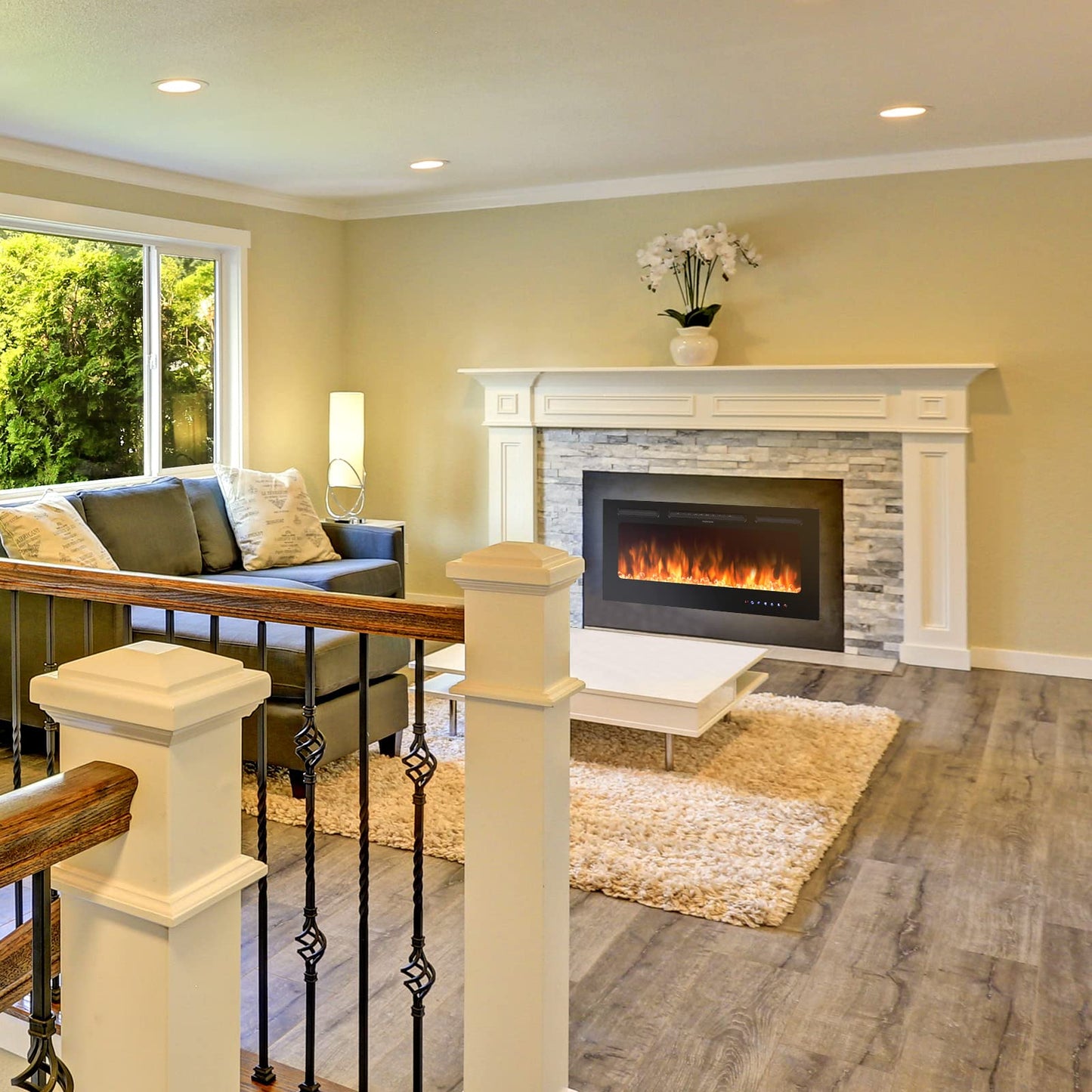 ARLIME 50” Recessed Electric Fireplace 750W/1500W Wall Mounted & in Wall