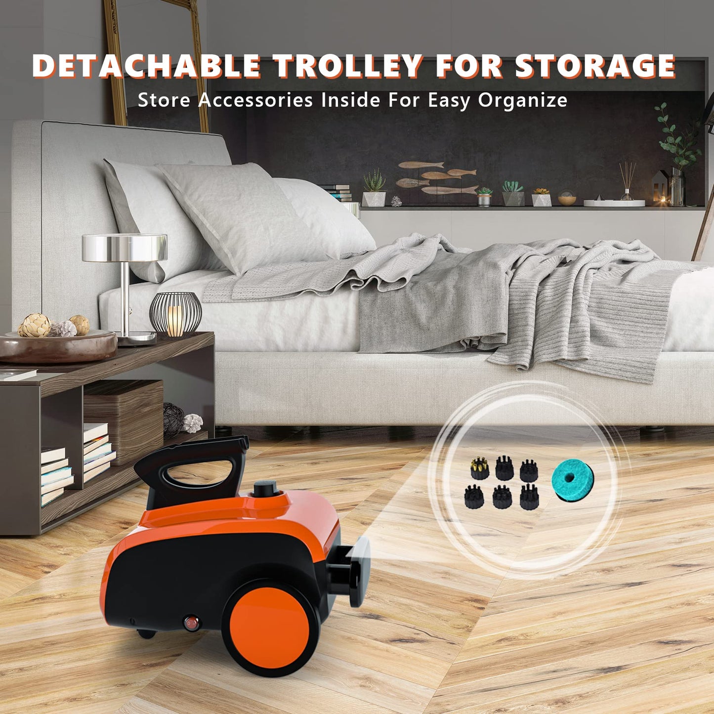 ARLIME Multi-Purpose Steam Cleaner with 19 Accessories, Household Rolling Steamer Cleaning Mop