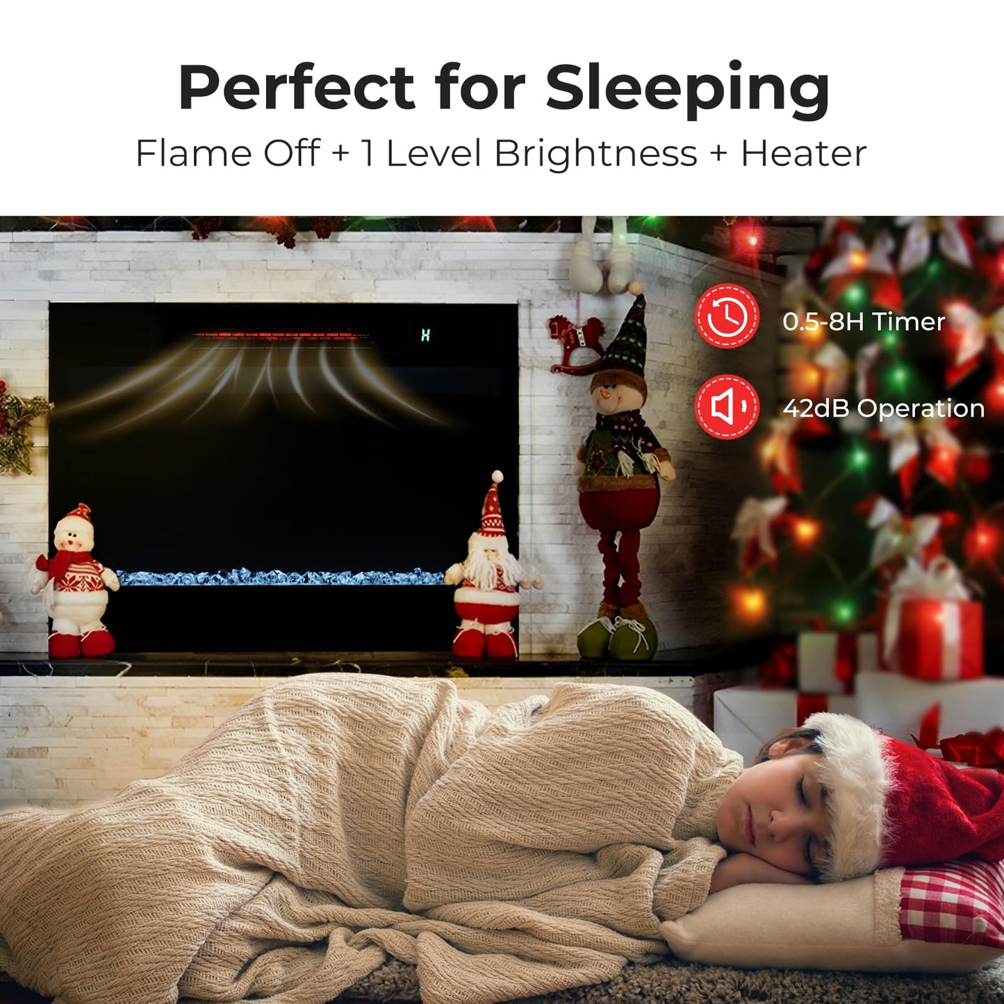 23-Inch Infrared Quartz Electric Fireplace Insert with Remote Control, 1500W Recessed Fireplace Heater