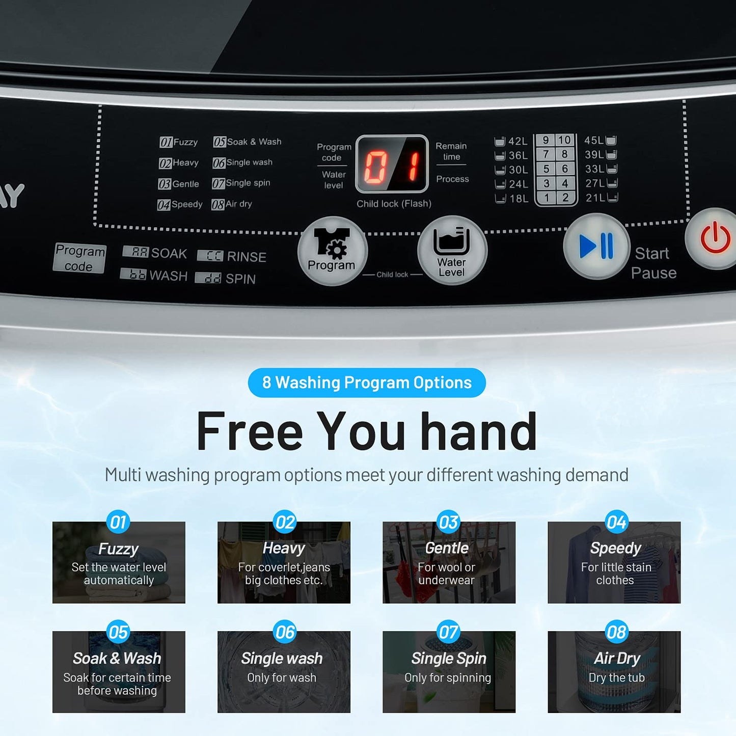 Portable Washing Machine, 11Lbs Capacity Full-automatic Washer