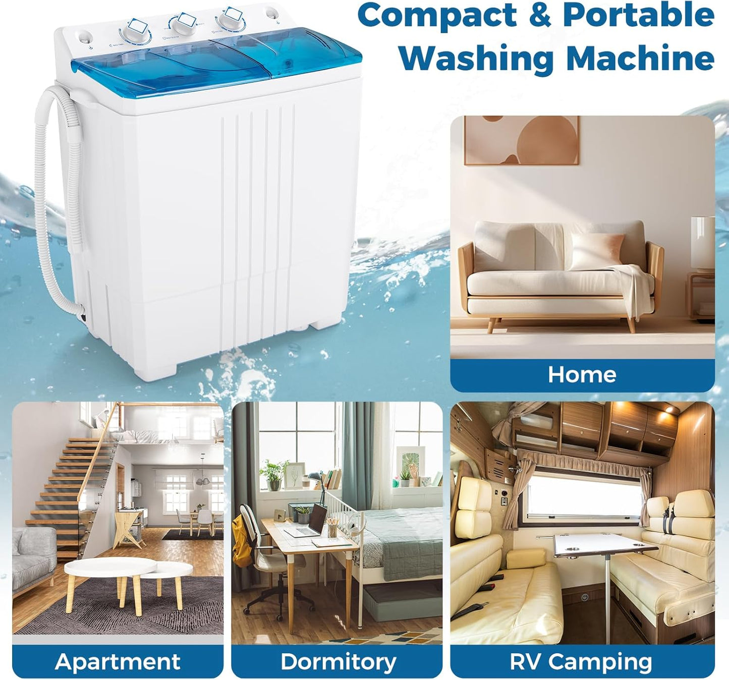 Portable Washing Machine with Drain Pump for Apartment Dorm RV
