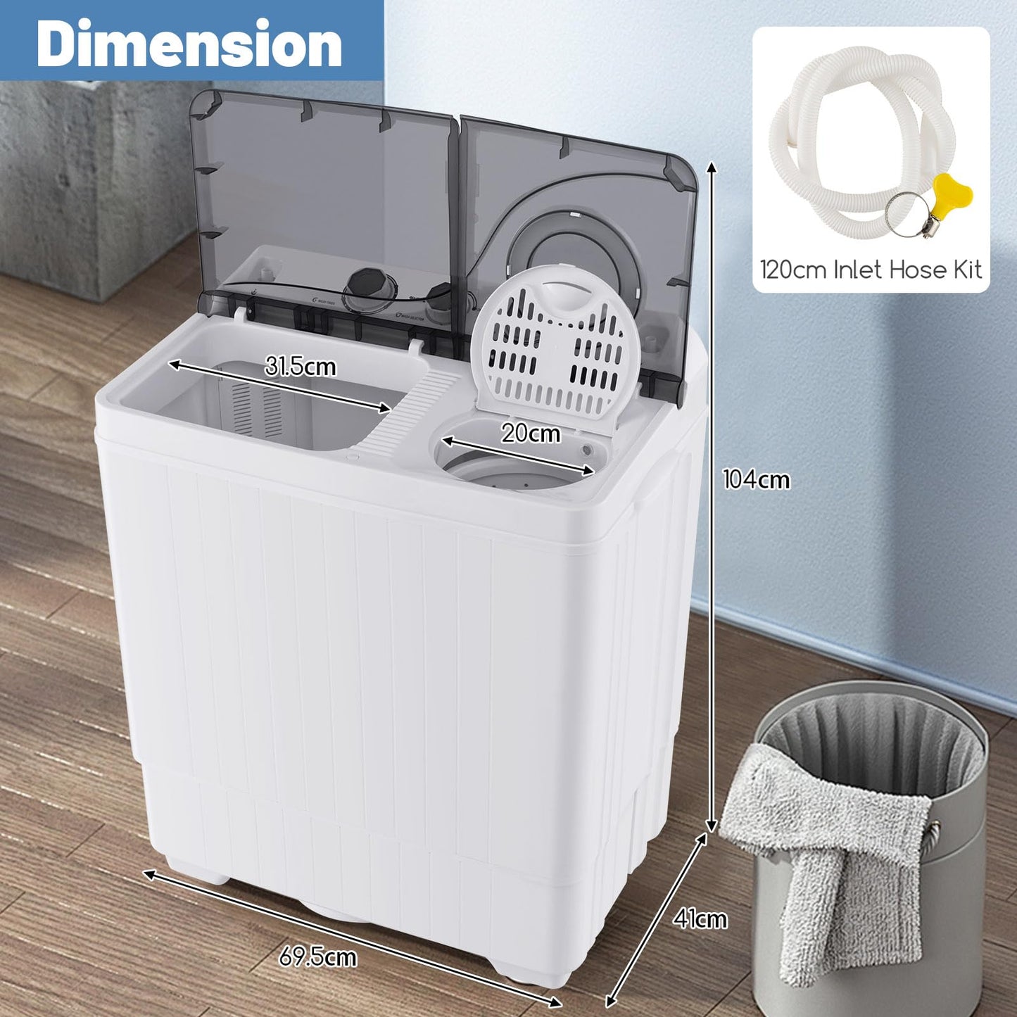 ARLIME Portable Washing Machine, 26 lbs Washer and Spinner Combo with Drain Pump