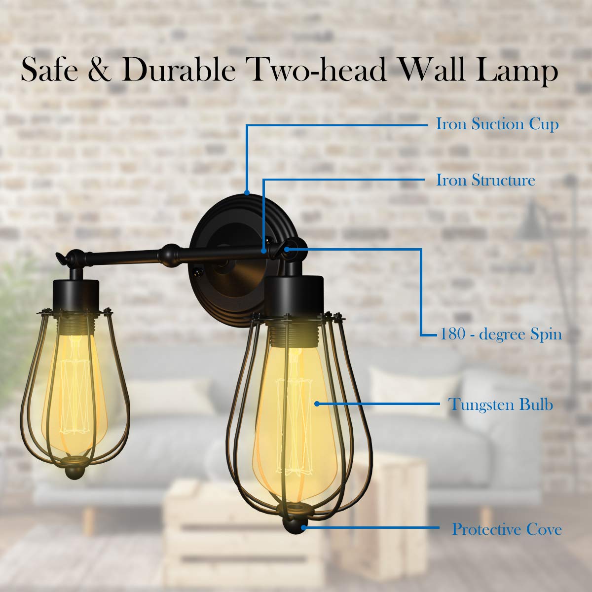 Wall Sconce Wall Light Fixture Black Metal Industrial Vintage Rustic Retro Style Indoor Outdoor