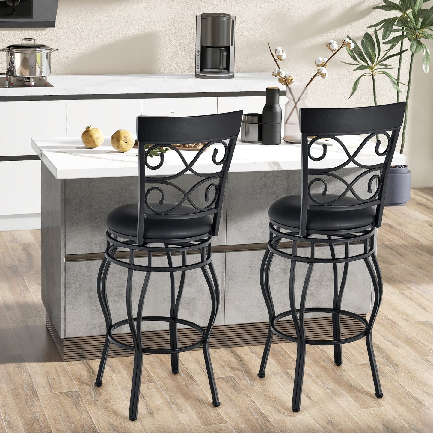 Bar Stools Set of 2 with Back for Kitchen Island