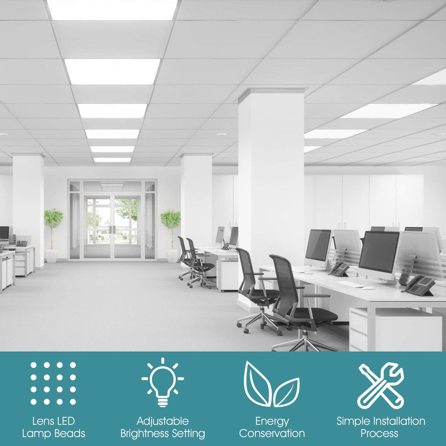 ARLIME 2 x 2FT LED Flat Panel Light, Eye Protection LED Panel Light