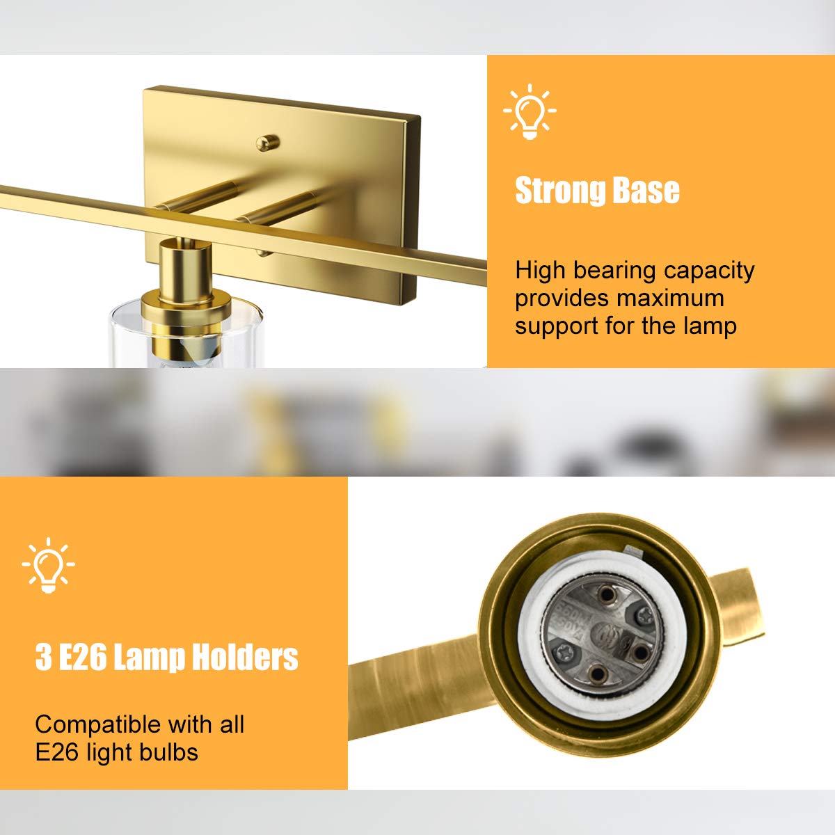 ARLIME 3-Light Bathroom Vanity Light Fixtures