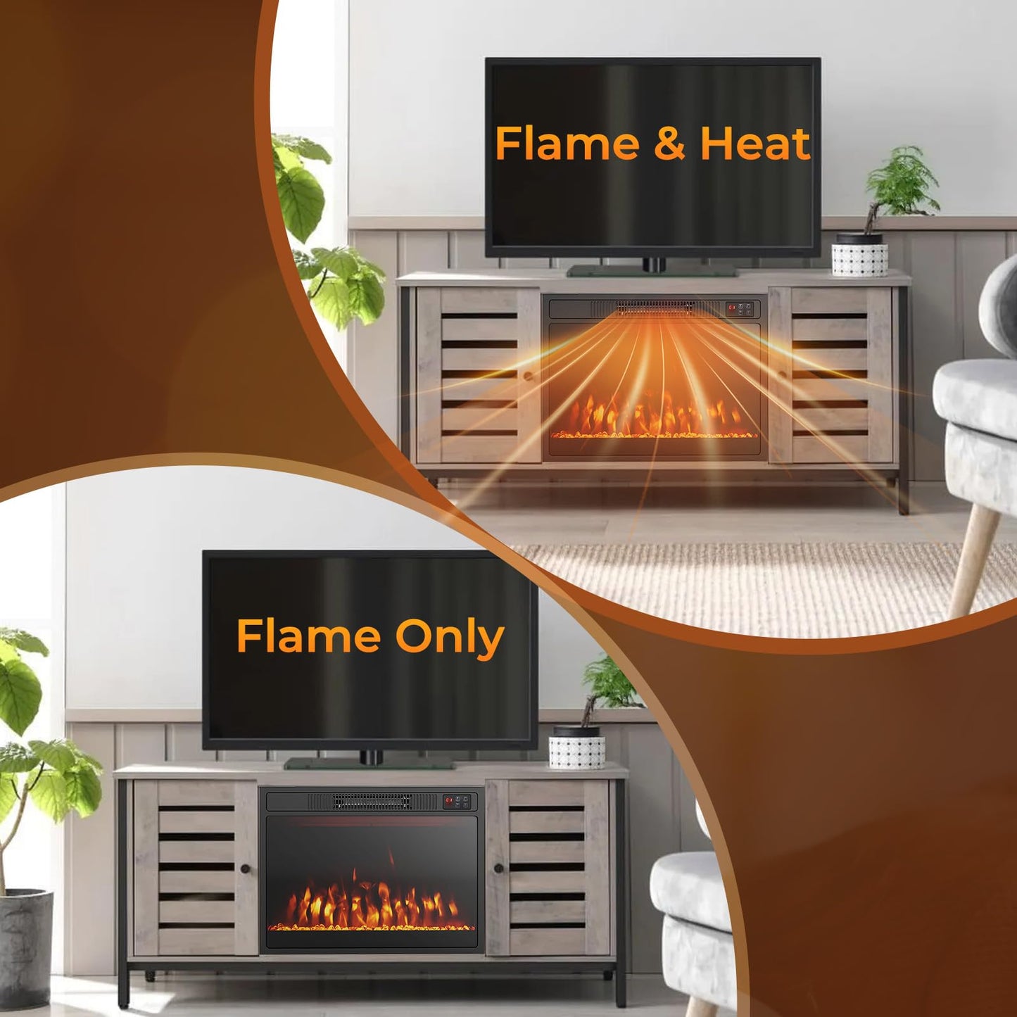 23 Inches Electric Fireplace Insert 750W/1500W Fireplace Heater with Remote Control