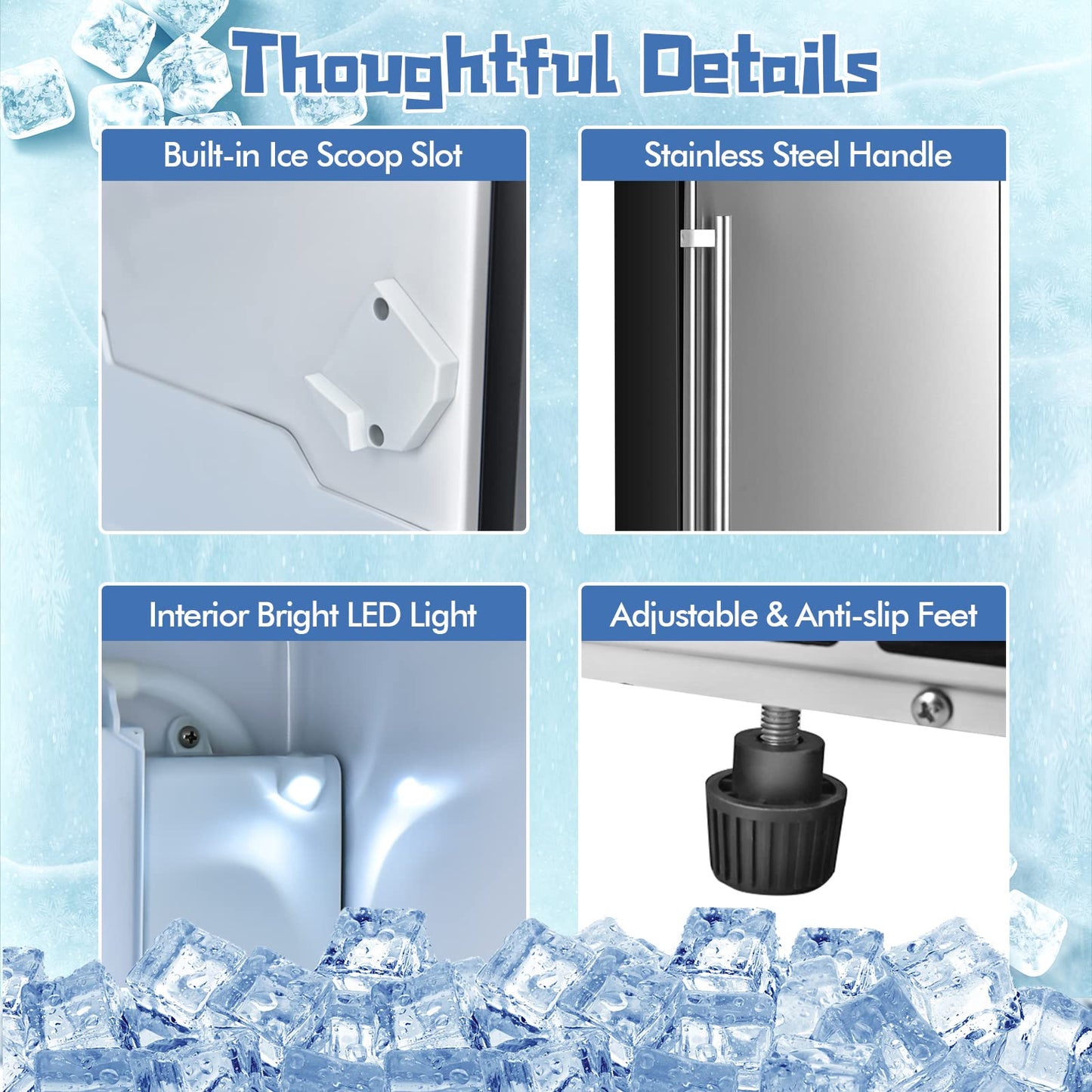 Commercial Ice Maker, 80LBS/24H Freestanding and Under Counter 115V Industrial Ice Machine with Self-Cleaning Function