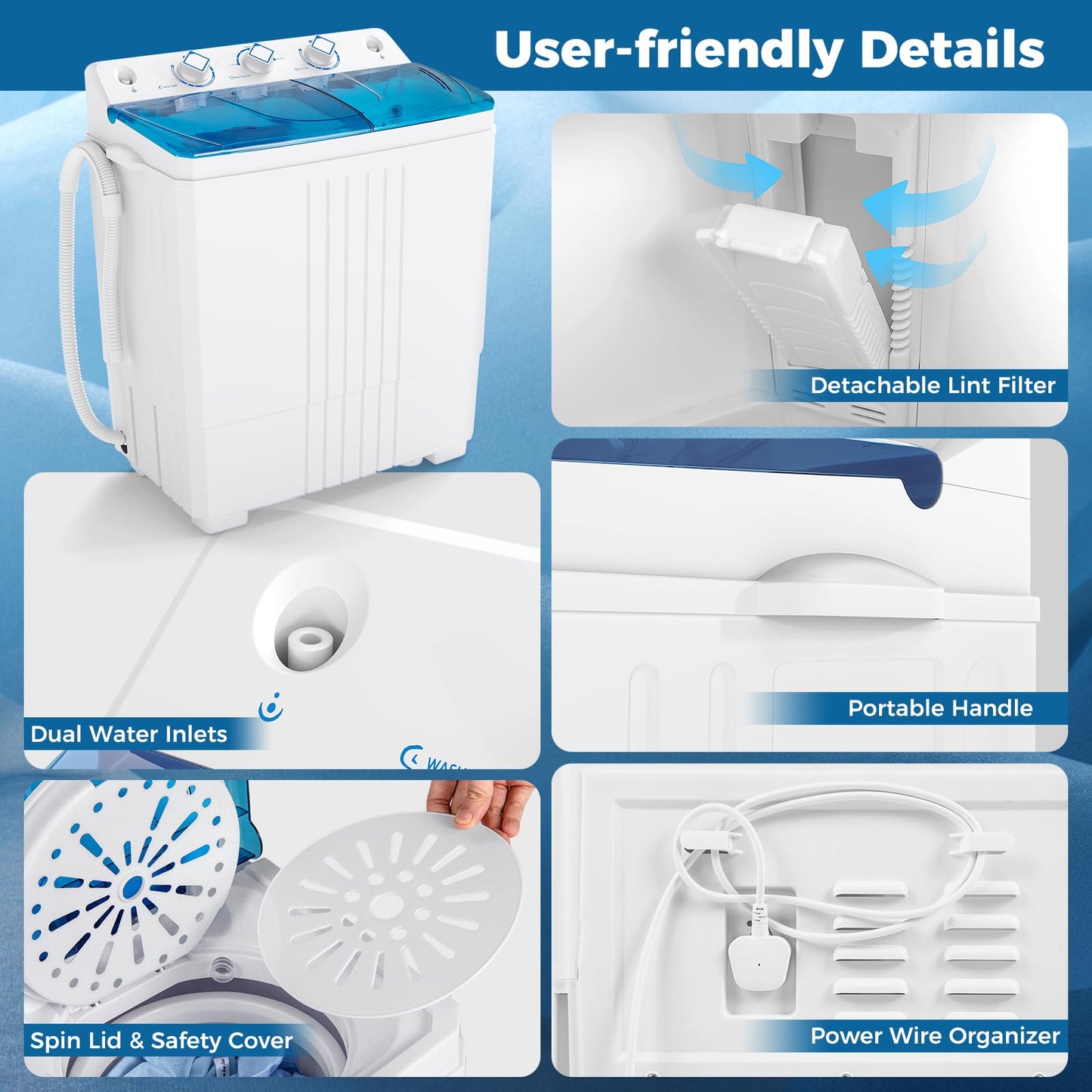 Portable Washing Machine with Drain Pump for Apartment Dorm RV