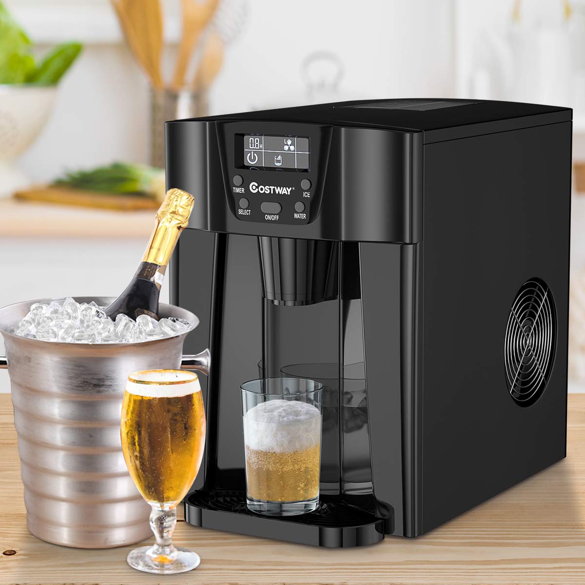 2 in 1 Countertop Ice Maker with Built-in Water Dispenser