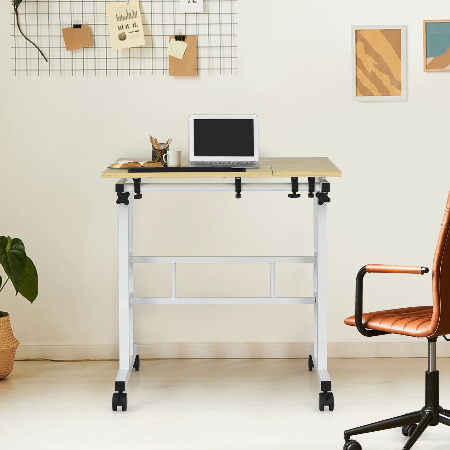 Mobile Standing Desk with Wheels for Home & Office