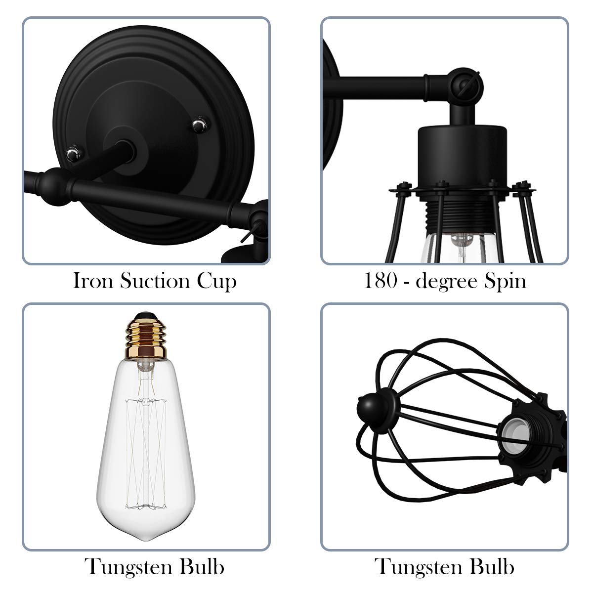 Wall Sconce Wall Light Fixture Black Metal Industrial Vintage Rustic Retro Style Indoor Outdoor