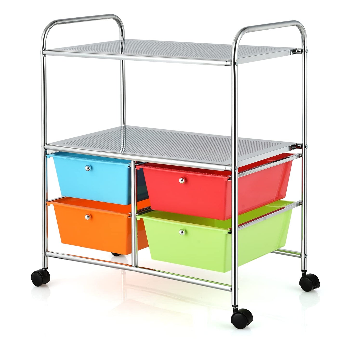 Rolling Storage Cart with 4 Drawers 2 Shelves for Home Office Kitchen Salon