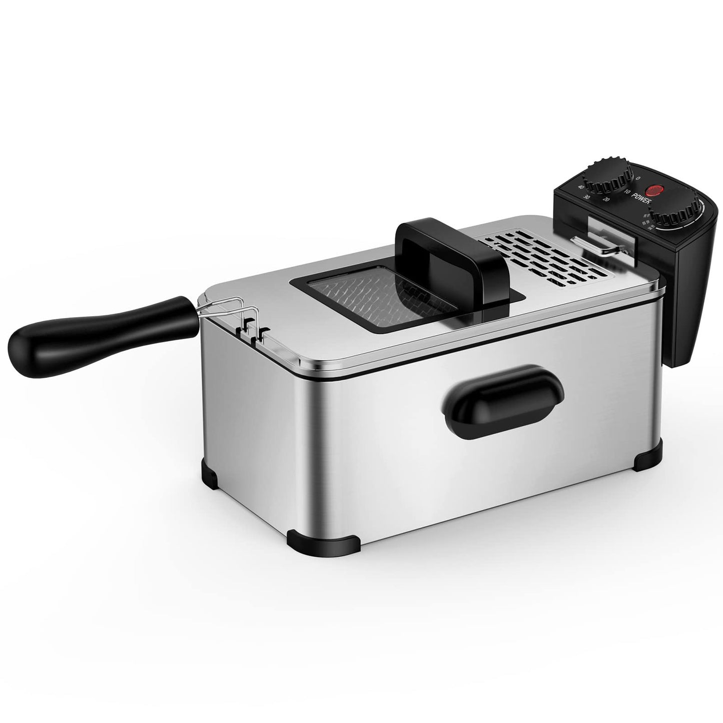 Deep Fryer with Basket, 3.2Qt Stainless Steel Electric Oil Fryer w/Adjustable Temperature, Timer