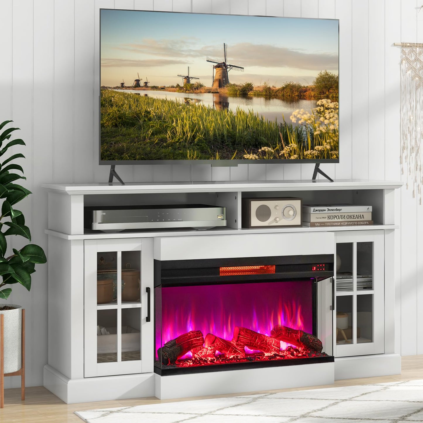 36-Inch 3 Side Glass Electric Fireplace with Remote Control