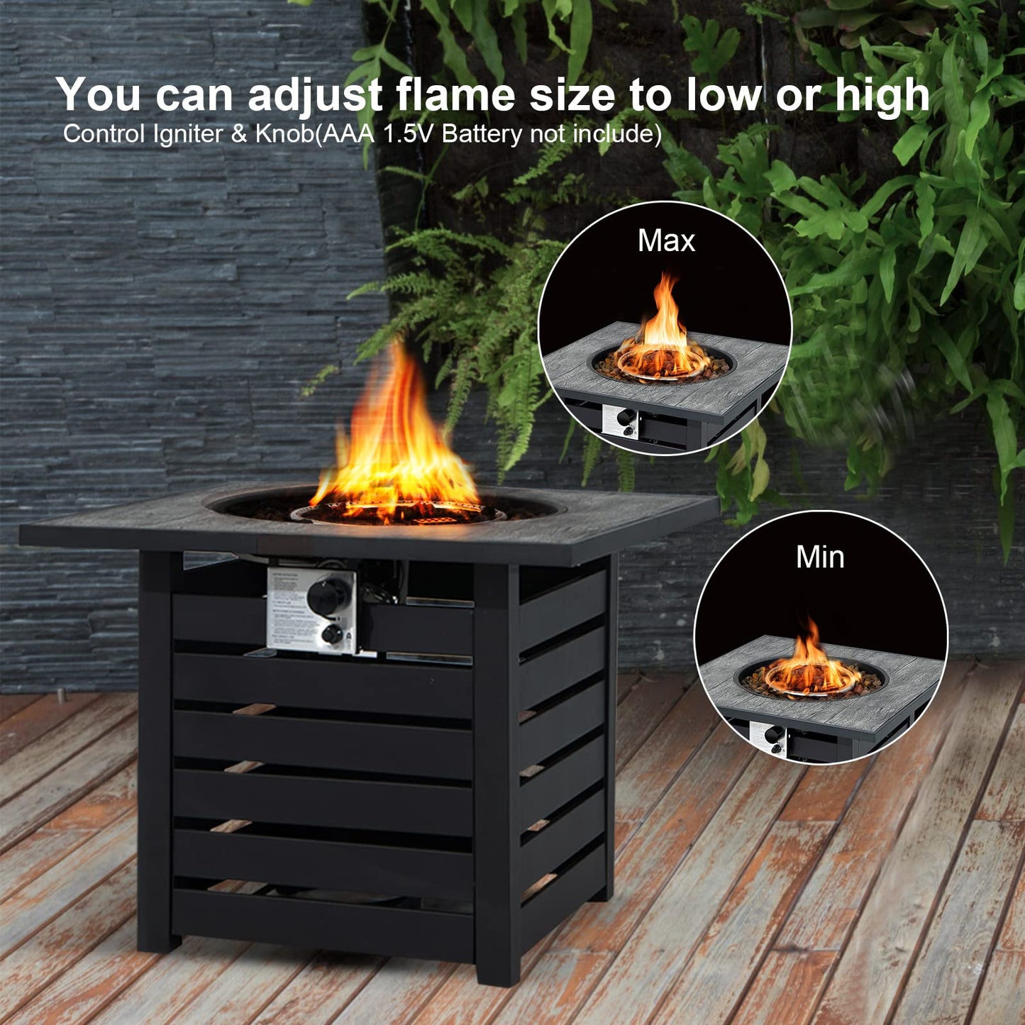 32" Outdoor Square Firepit with Waterproof Cover