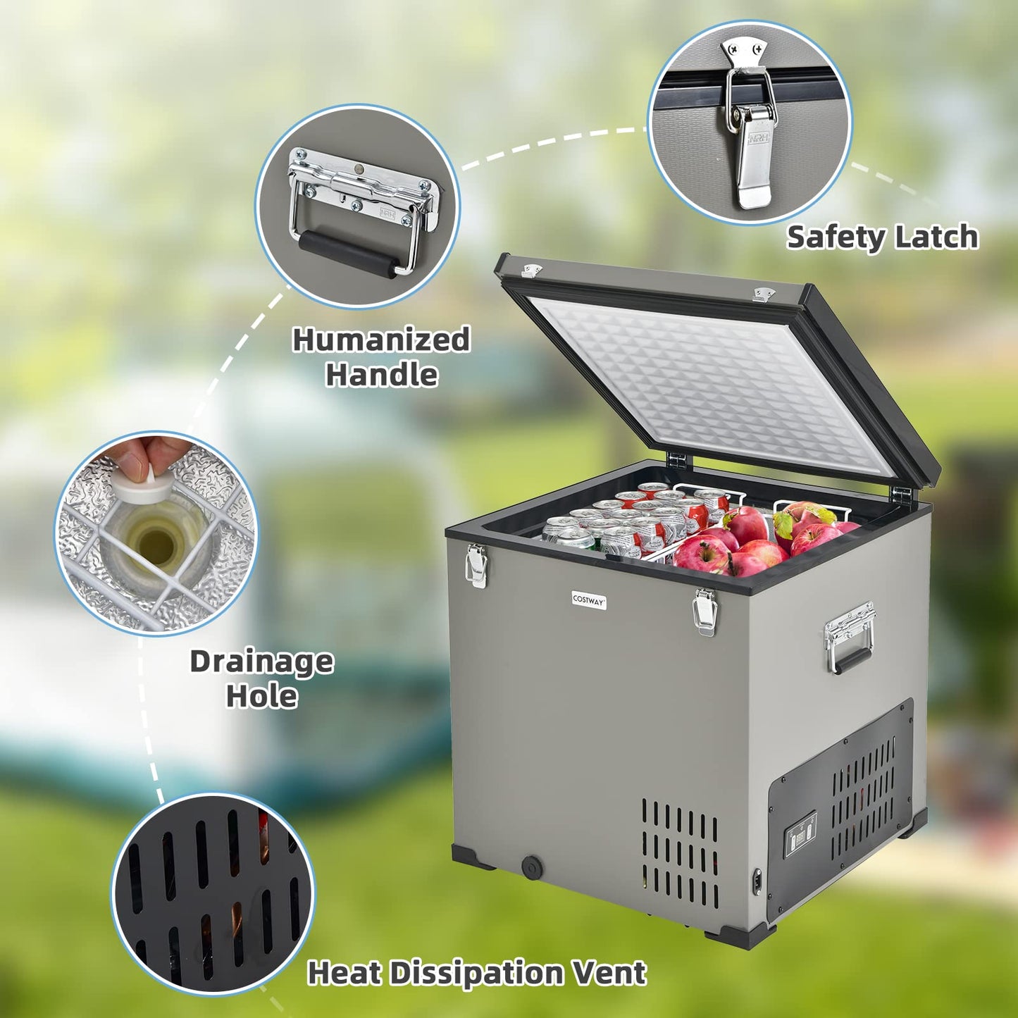 ARLIME 68-Quart Car Refrigerator Portable Chest Freezer(-11℉- 50℉) with 12V/24V DC & 110V/240V AC Adapter
