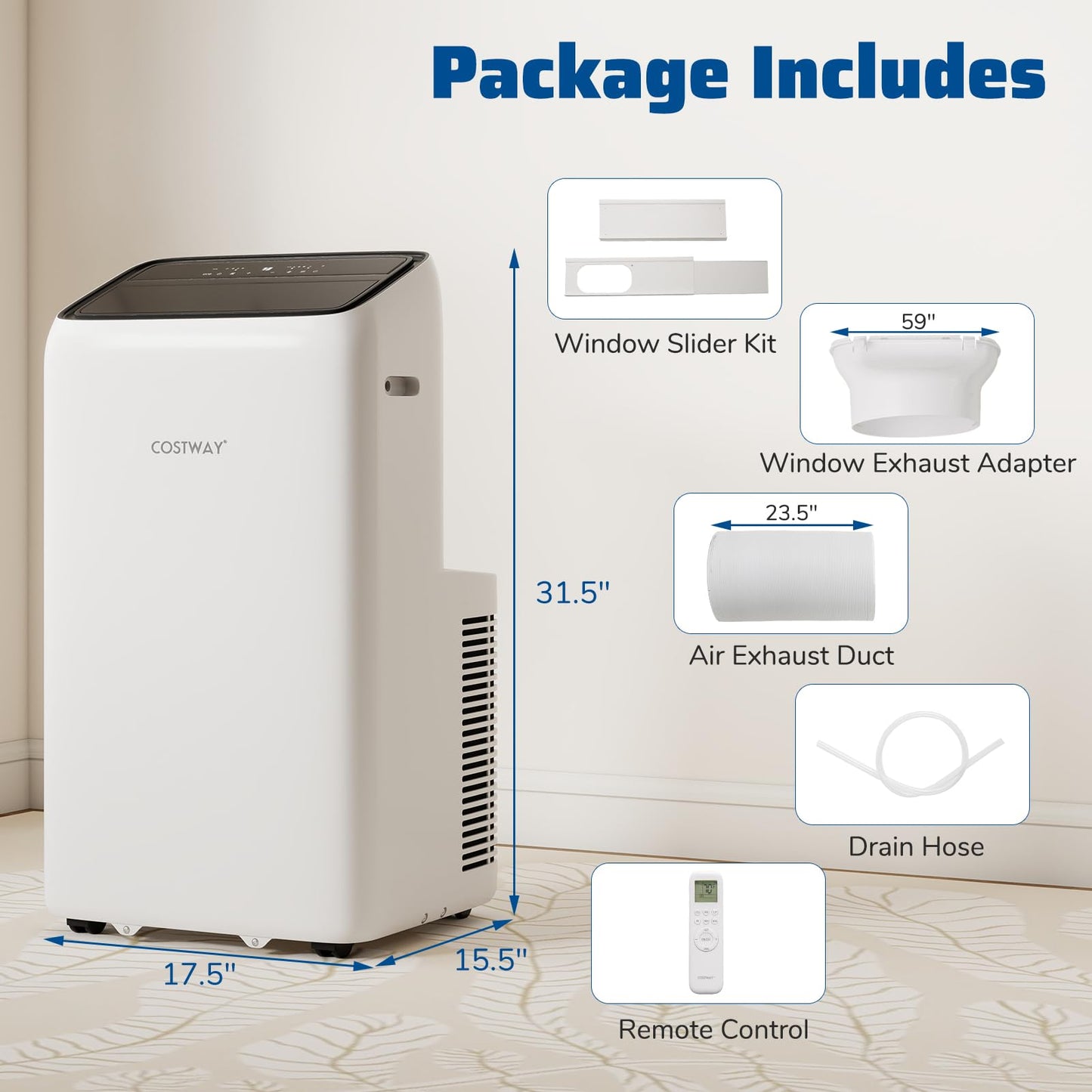 14000 BTU Inverter Portable Air Conditioner 3 in 1 Wifi Enabled AC Unit