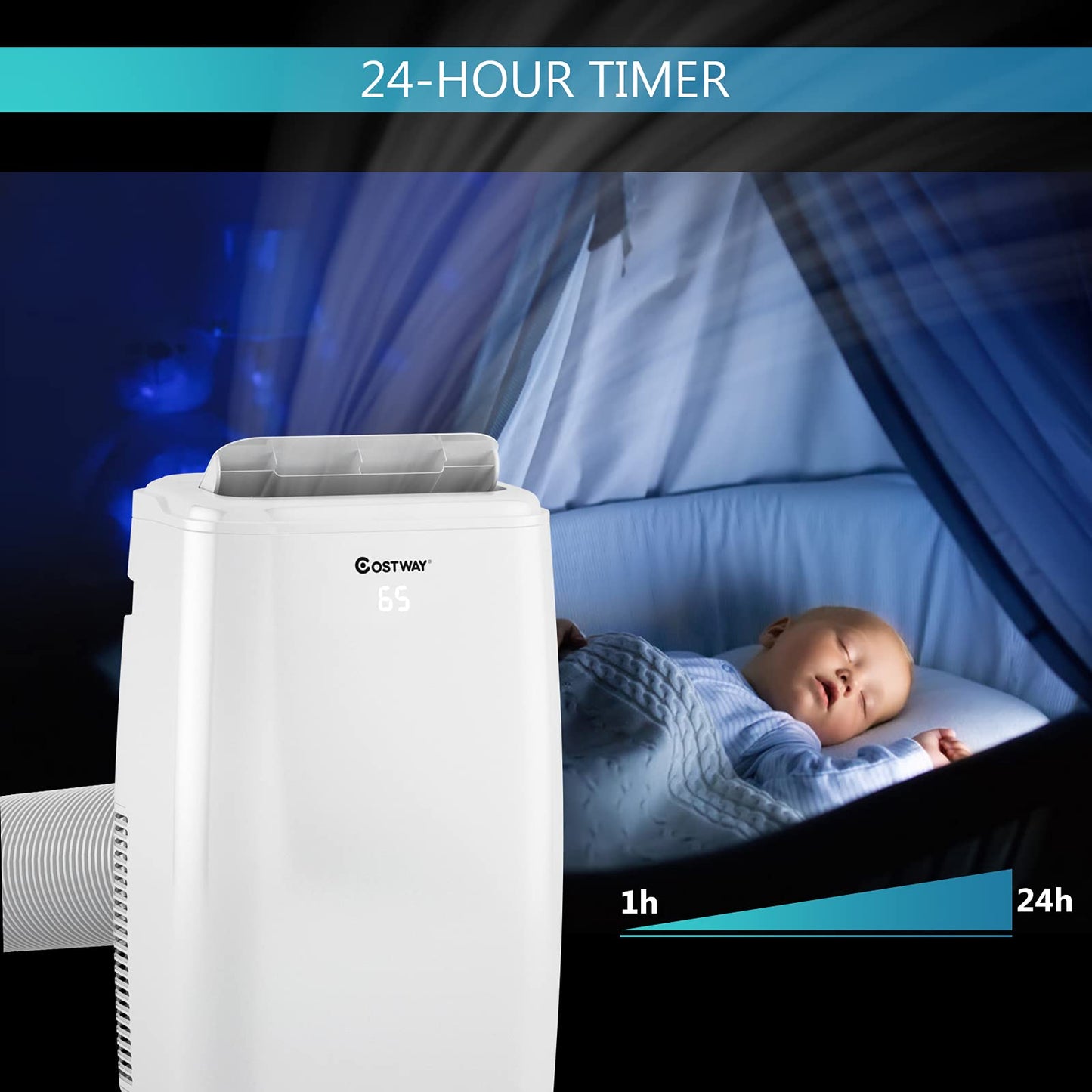 1,0000 BTU Portable Air Conditioner Cooling for Space up to 350 sq. ft with 3 Modes