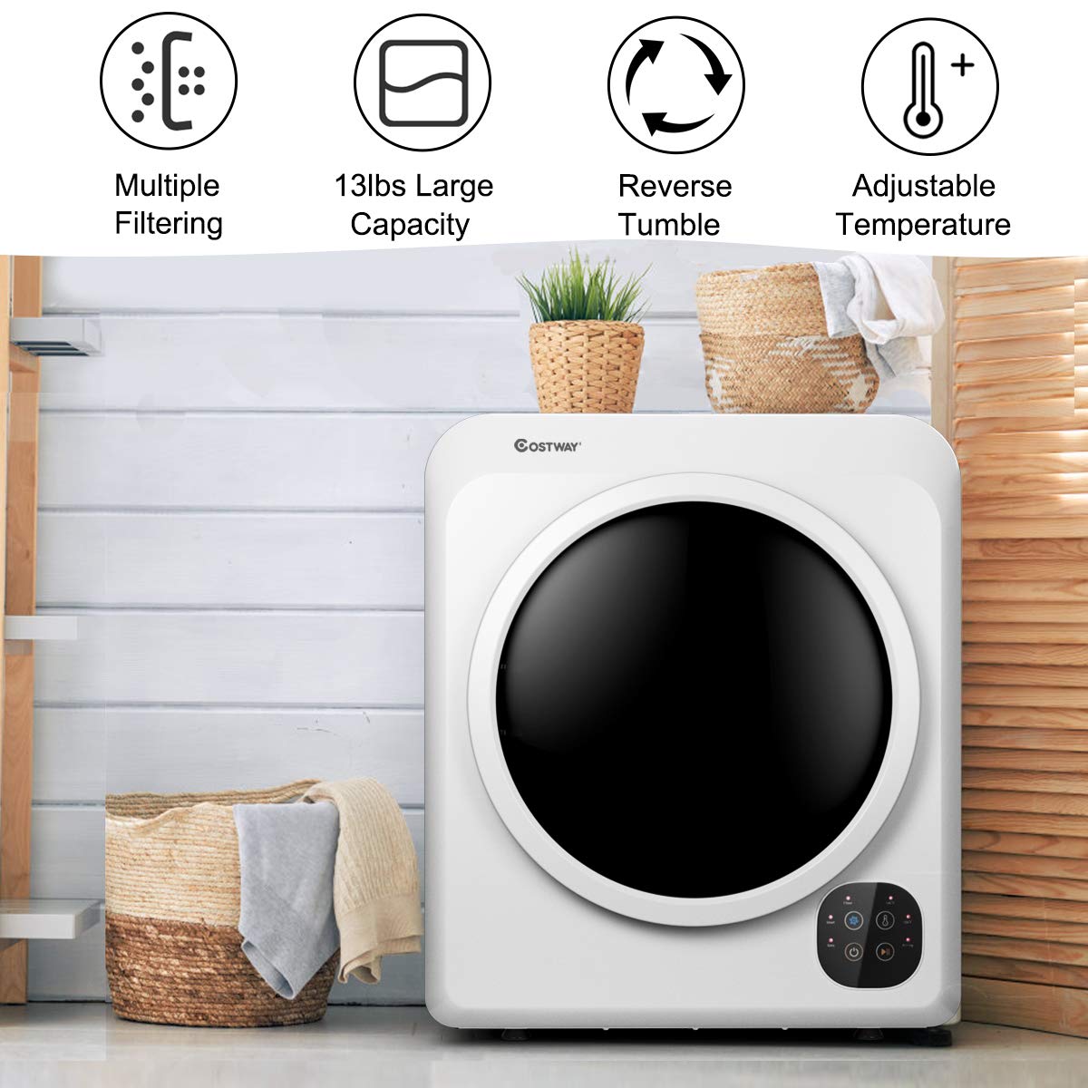 1700W Electric Portable Clothes Dryer with Stainless Steel Tub
