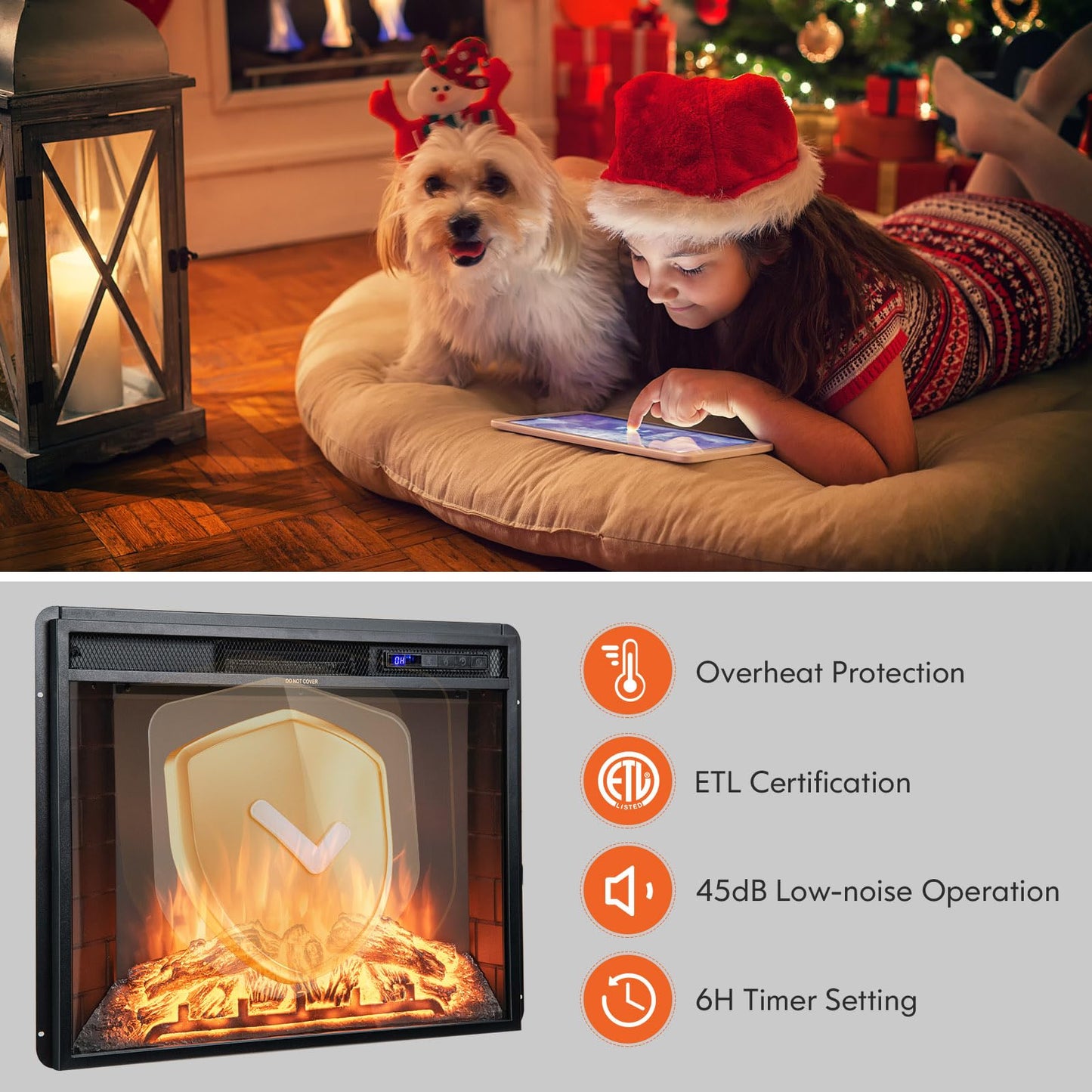 26 Inches Electric Fireplace with Remote Control