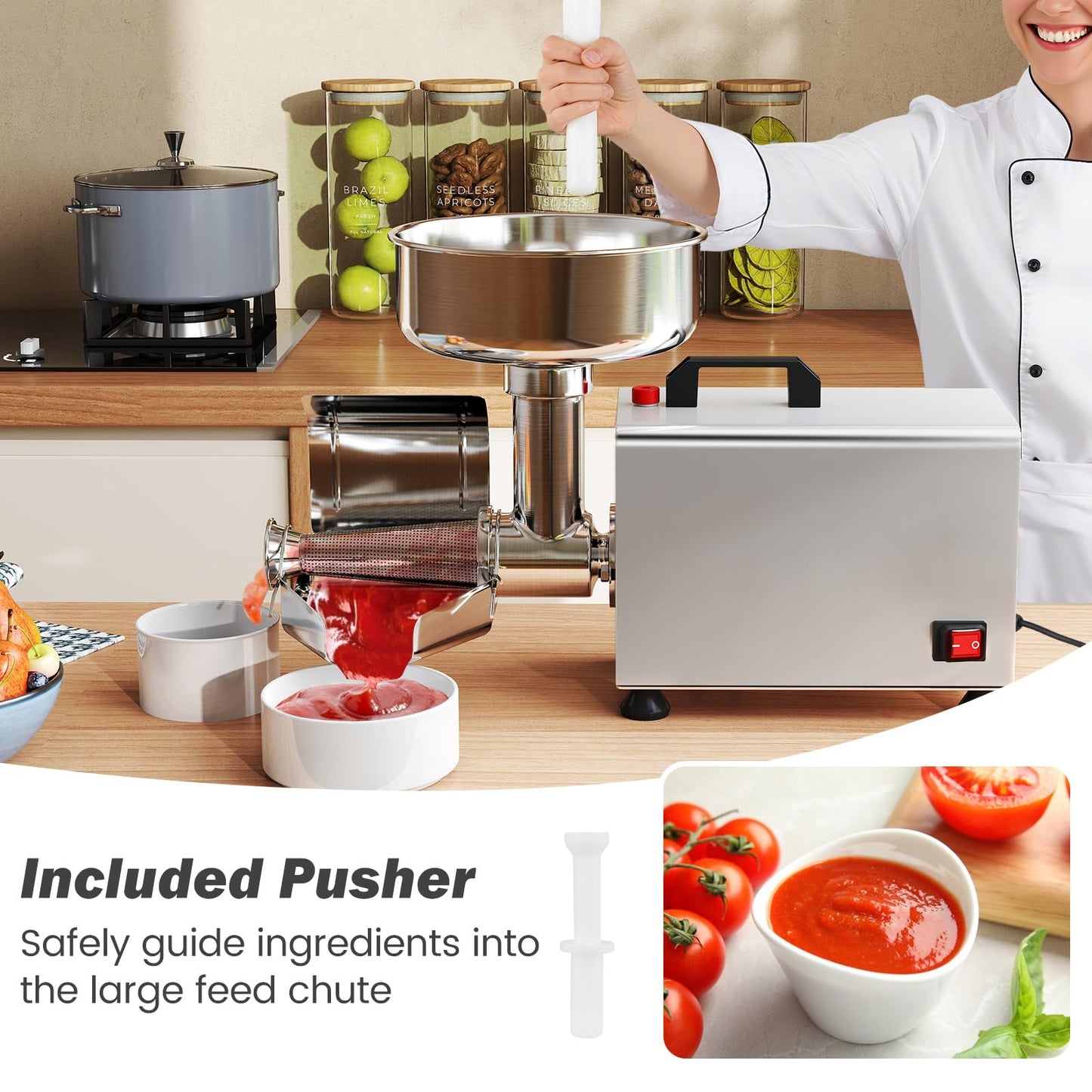 450W Electric Tomato Strainer for Strawberry & Blueberry Jam