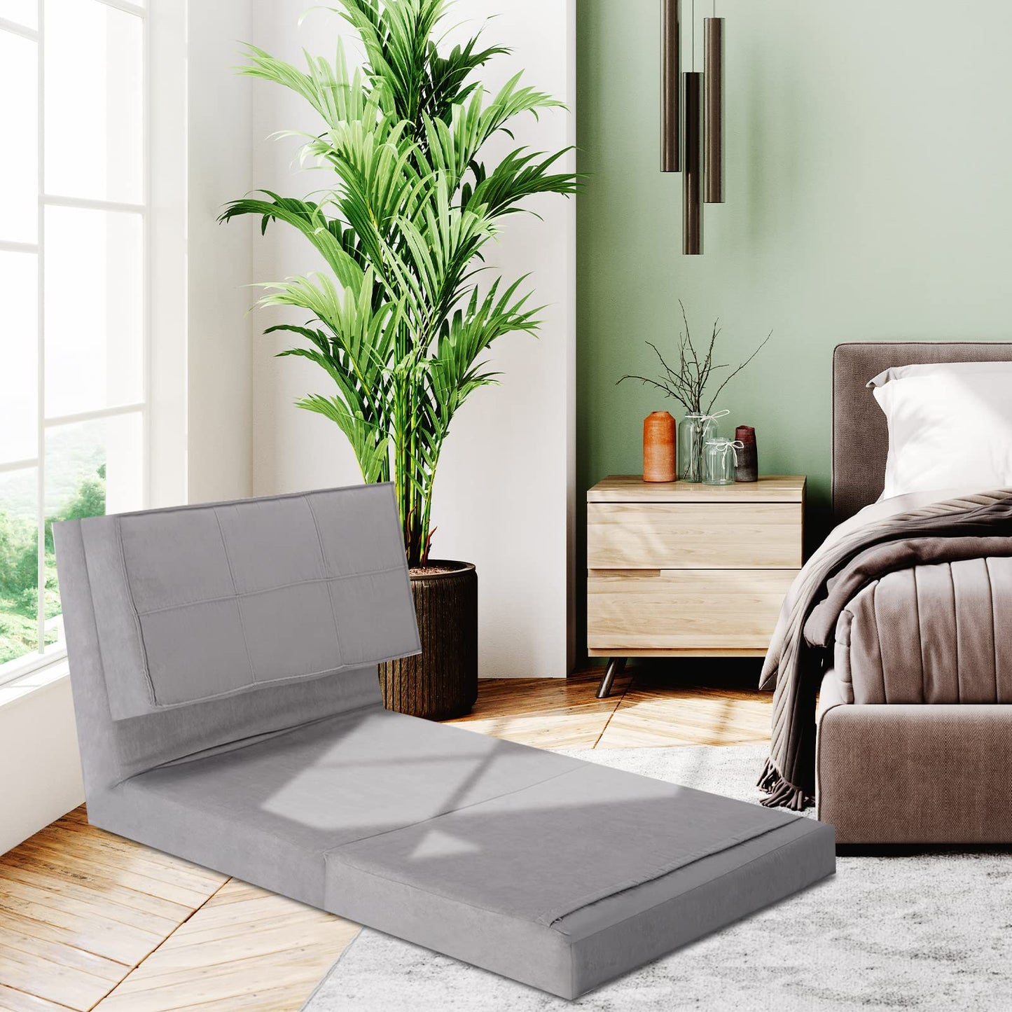 Convertible Flip Chair 5-Position Adjustable Triple Fold Down Sofa Bed