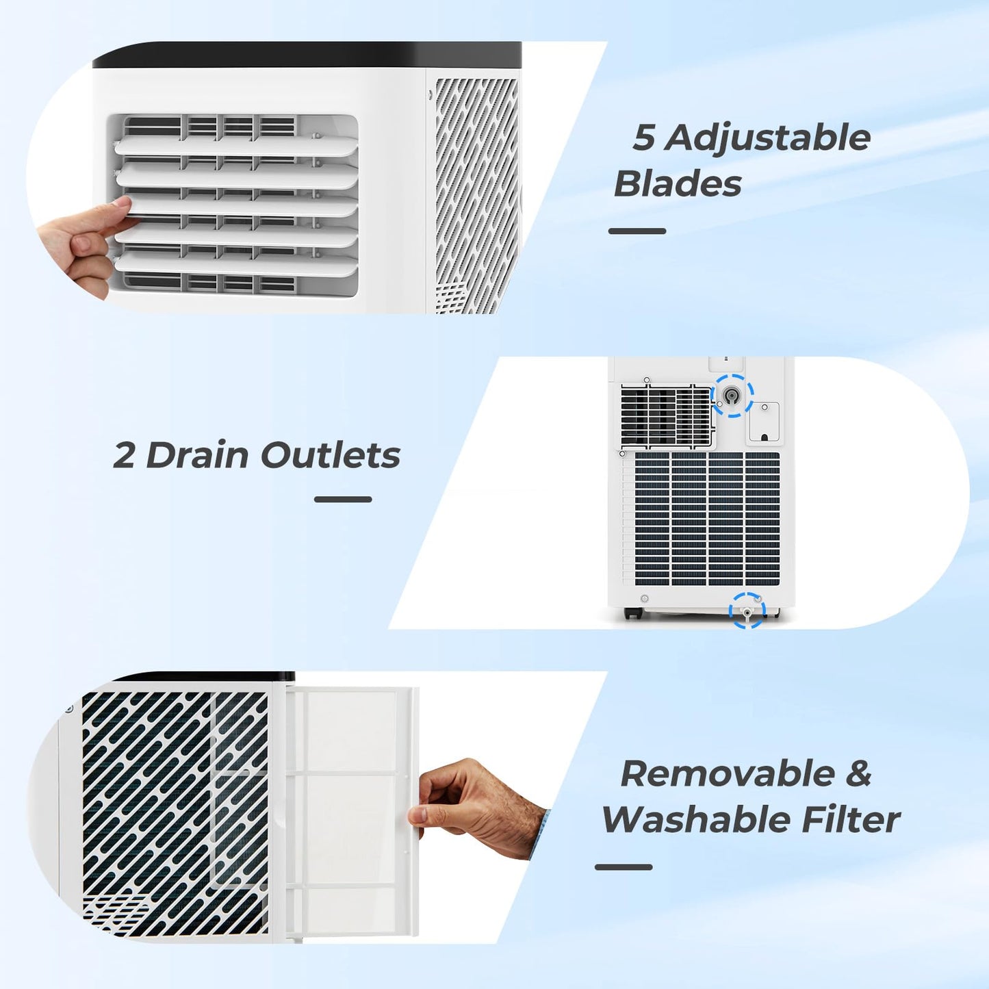 10000 BTU Portable Air Conditioner 3 in 1 Floor AC Unit Fan and Dehumidifier for Room