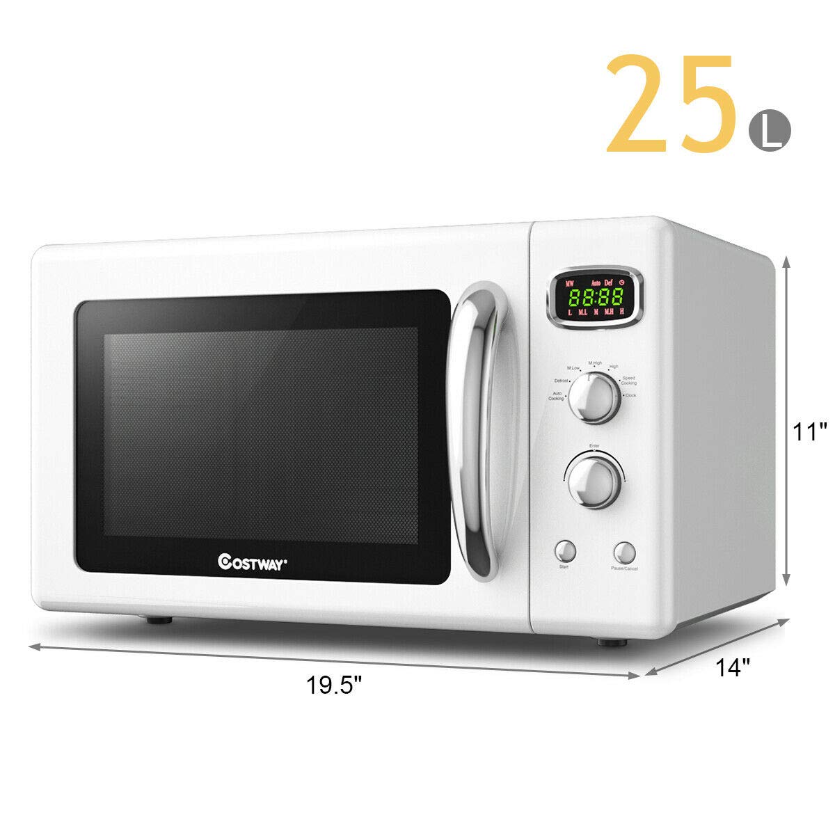 0.9Cu.ft 900W Retro Countertop Microwave Oven with 5 Micro Power