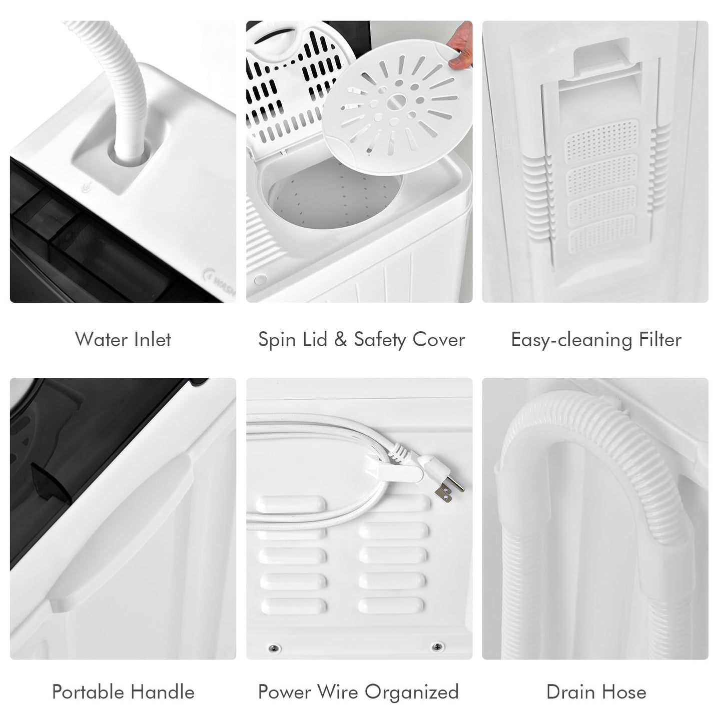 Portable Washing Machine 2-in-1 Twin Tub 26lbs Capacity Laundry Washer(18lbs) and Spinner(8lbs) with Control Knobs