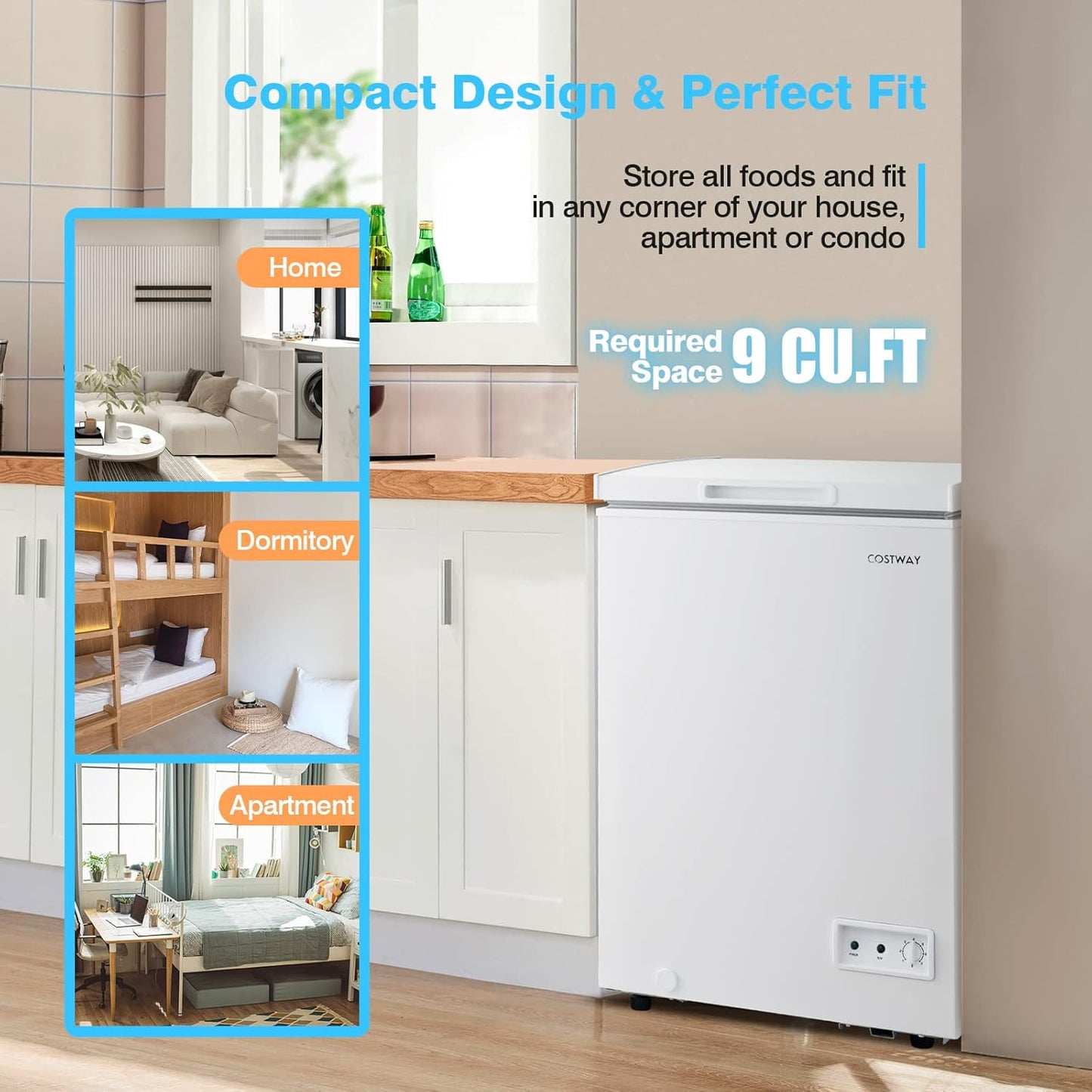 ARLIME Chest Freezer 3.5 Cu.ft Quiet Small Deep Freezer with Top Open Door & Removable Basket