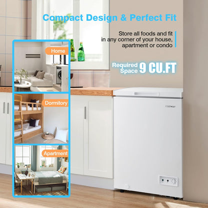 ARLIME Chest Freezer 3.5 Cu.ft Quiet Small Deep Freezer with Top Open Door & Removable Basket