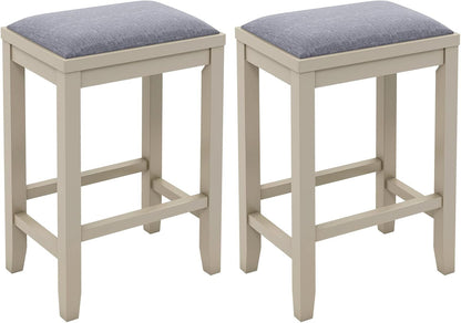 2/4 Pieces 25 Inch Upholstered Bar Stool Set with Solid Rubber Wood Frame and Footrest