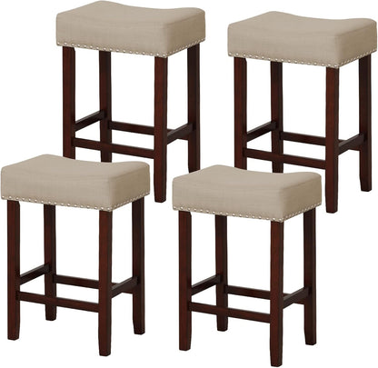 25-inch Counter Height Bar Stools Set of 2/4 Backless Vanity Chair for Makeup