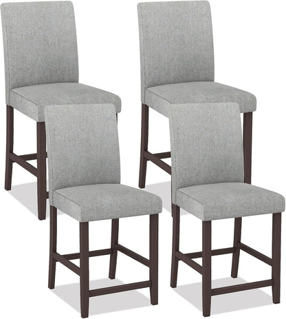 Bar Stools Set of 2/4 Counter Height Bar Stools with Rubber Wood Legs & Ergonomic Back