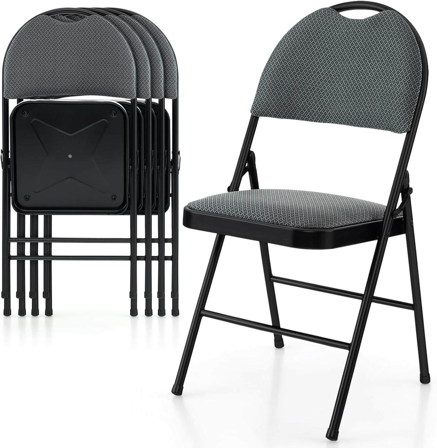 ARLIME Folding Chairs w/Padded Seats, Padded Folding Chair w/Handle Hole, Upholstered Seat