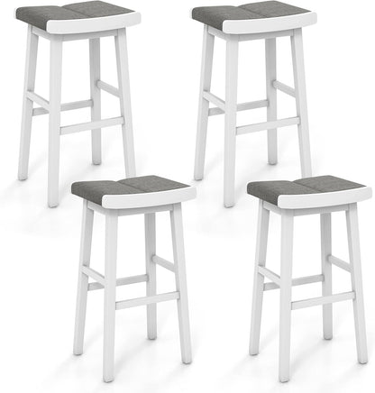 31.5-inch Counter Height Bar Stools Set of 2/4 Backless Vanity Chair for Makeup with Rubber Wood Frame
