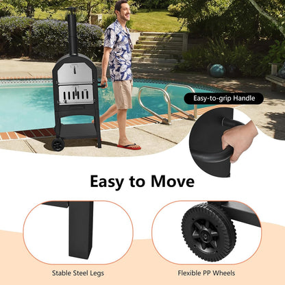 Portable Outdoor Pizza Oven with Pizza Stone and Waterproof Cover