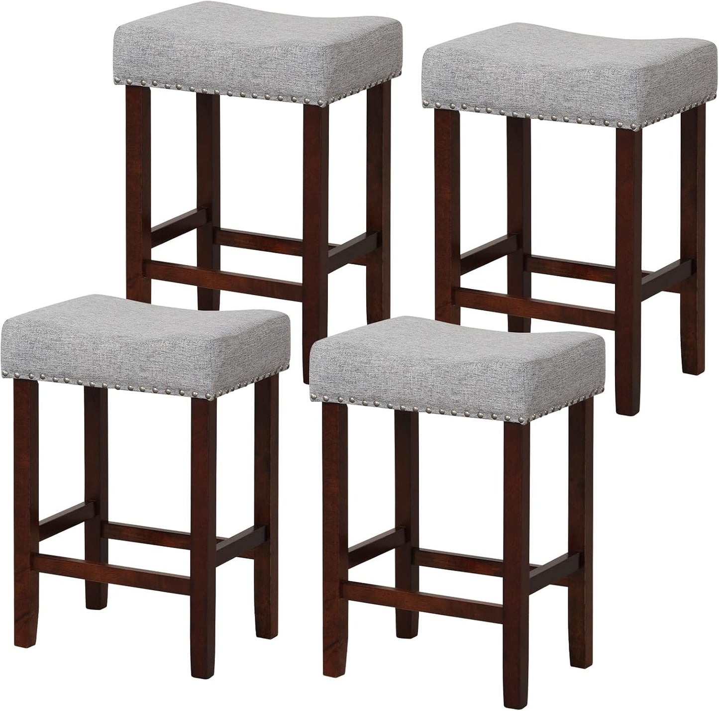 25-inch Counter Height Bar Stools Set of 2/4 Backless Vanity Chair for Makeup