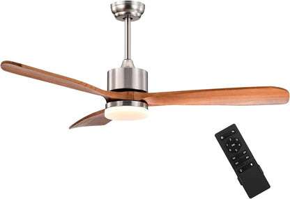 52 Inch Ceiling Fan with LED Light and Remote Control, Indoor Ceiling Fan for Living Room Bedroom