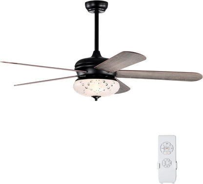 52 Inches Ceiling Fan with Remote Control, Indoor Ceiling Fan with 2 Downrods