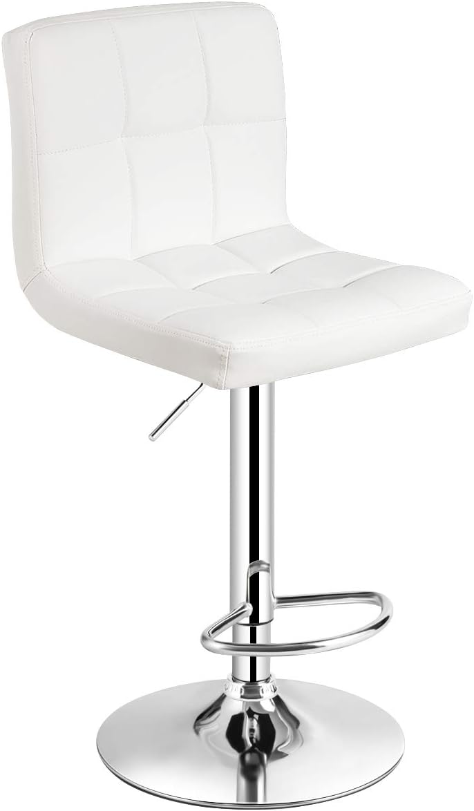 Modern Swivel Adjustable Height PU Leather Barstools with Back