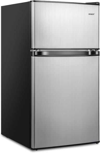 Compact Refrigerator, 3.2 Cu.Ft. Fridge Freezer Compartment with Reversible 2 Door, Adjustable Thermostat