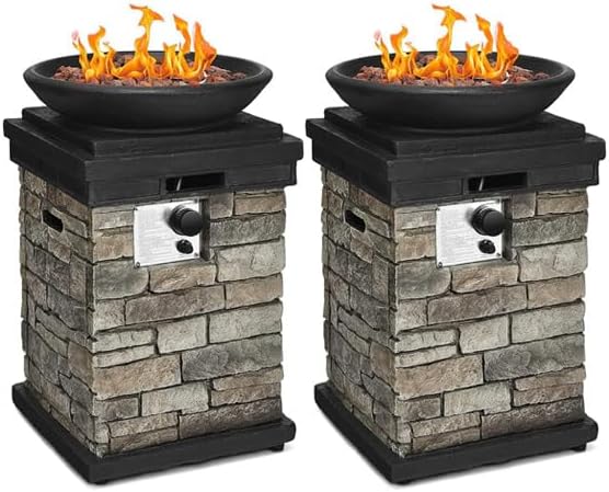 ARLIME Outdoor Propane Burning Fire Bowl, 40,000 BTU Outdoor Gas Fire Pit with Free Lava Rocks